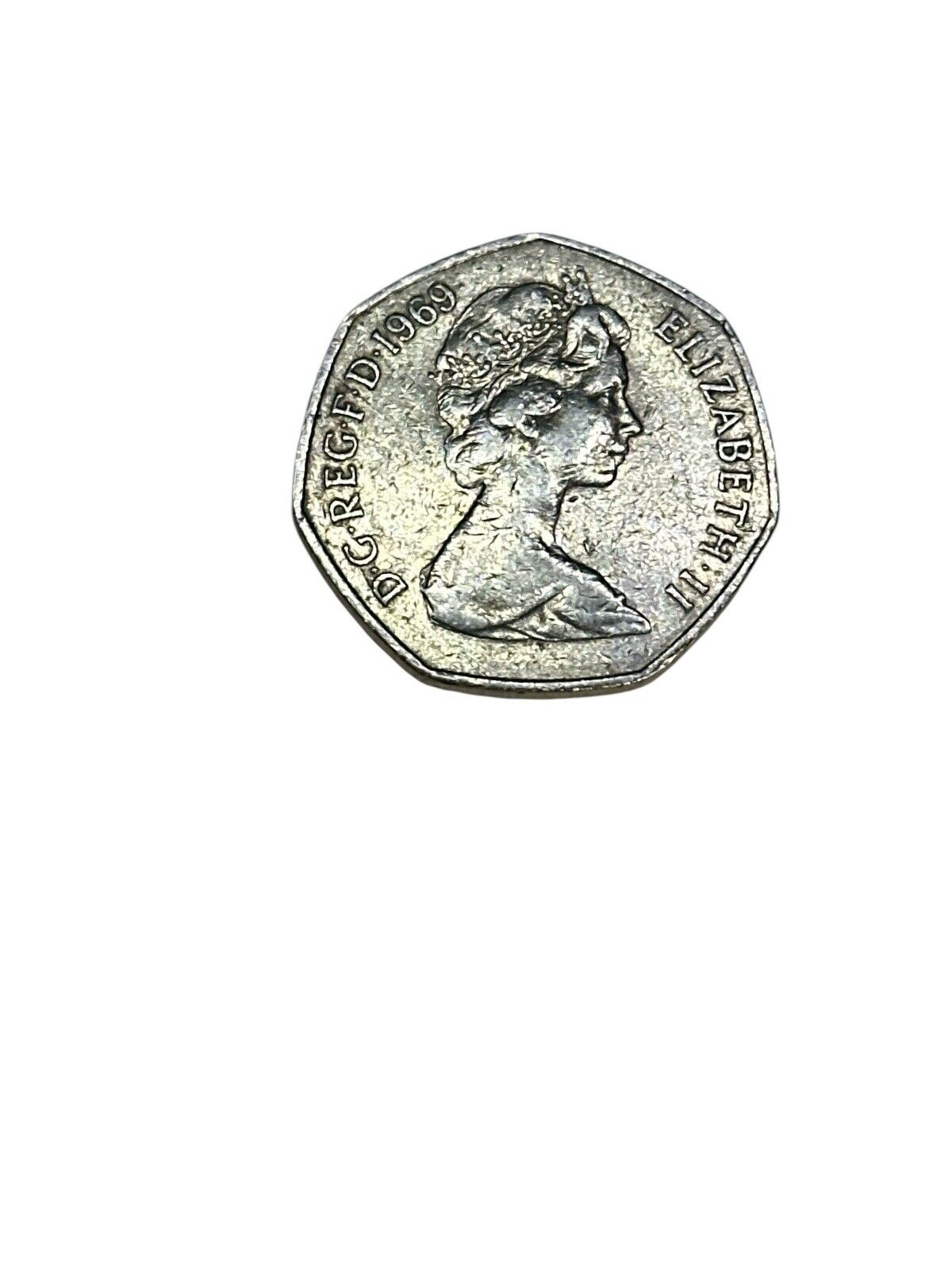 1969 United Kingdom Queen Elizabeth II 50 New Pence Coin