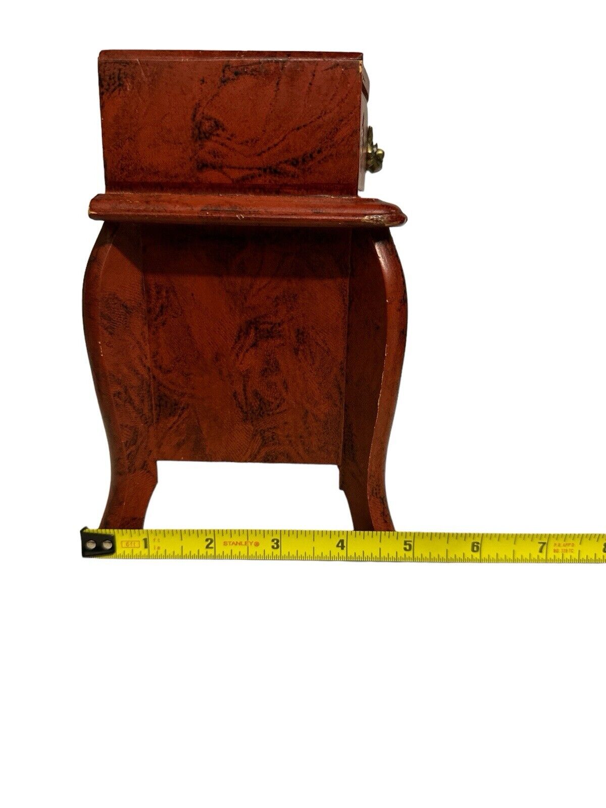 Amazing Jewelry Musical Box Delicate Lid Pulls Down+ Drawers Open Footed Wood