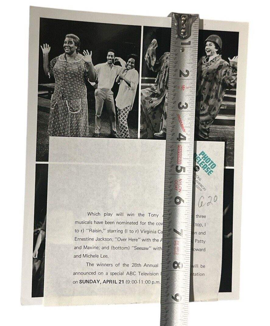 28th Annual Tony Awards 1974 Best Play - Music Composite Press Release photo