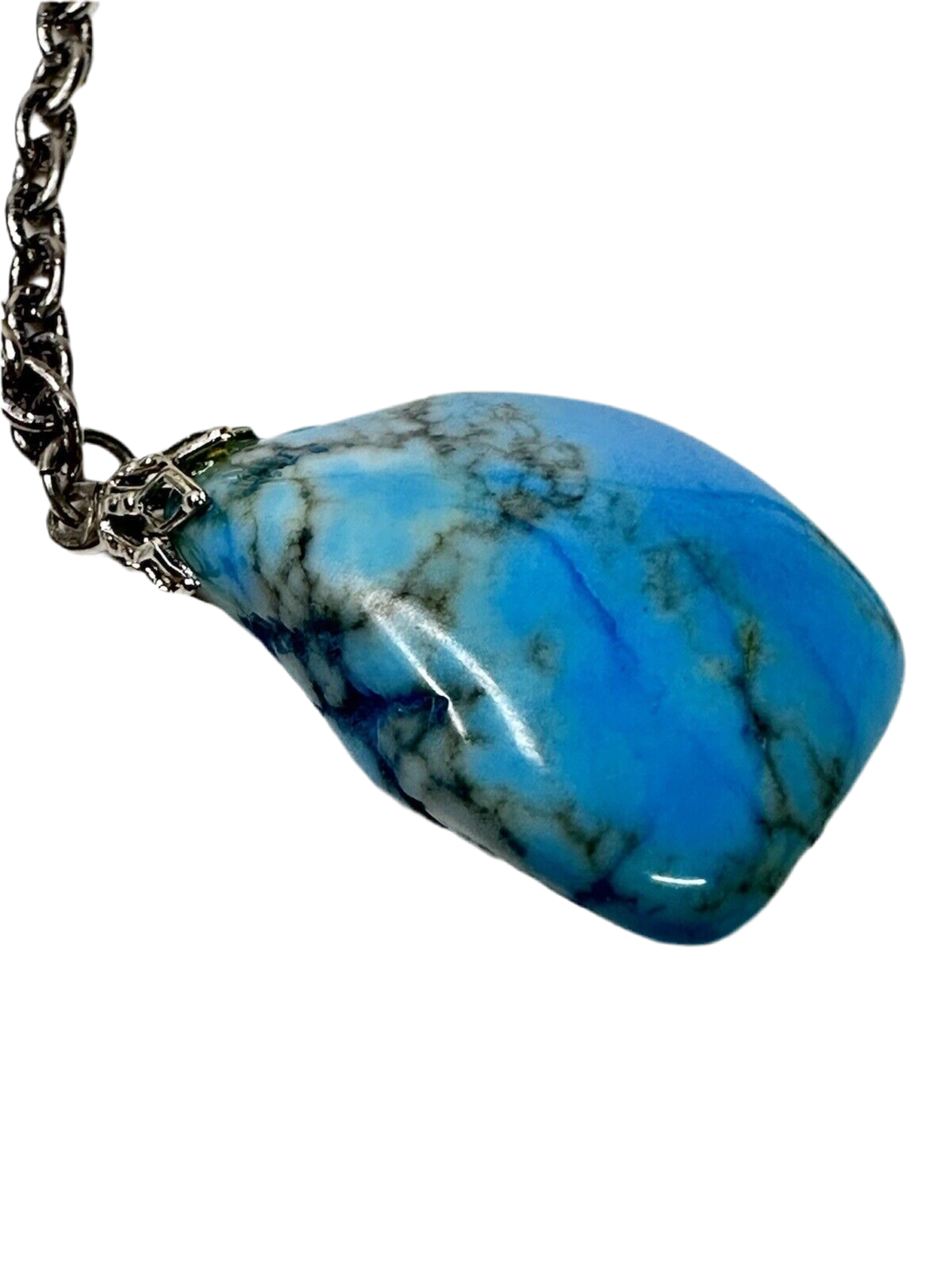 Southwest Large Turquoise Nugget on Chain Necklace Kingman Arizona Navajo