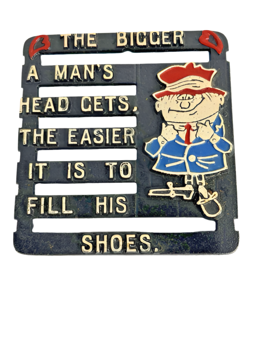 Vtg small cast iron 5" Trivits with funny sayings gag gift kitchen decor