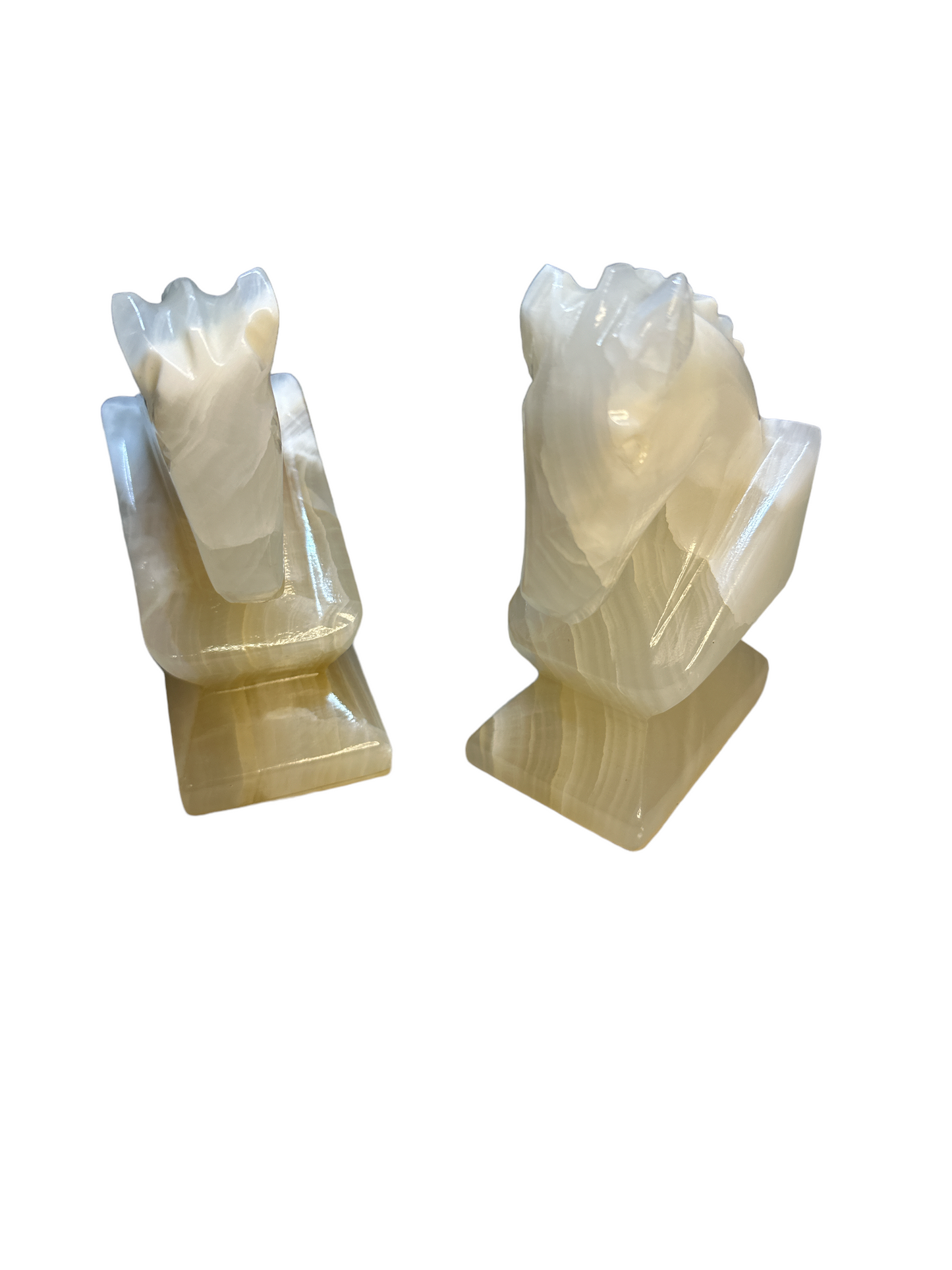 Lot of 2 onyx marble white swirl book ends one piece hand carved