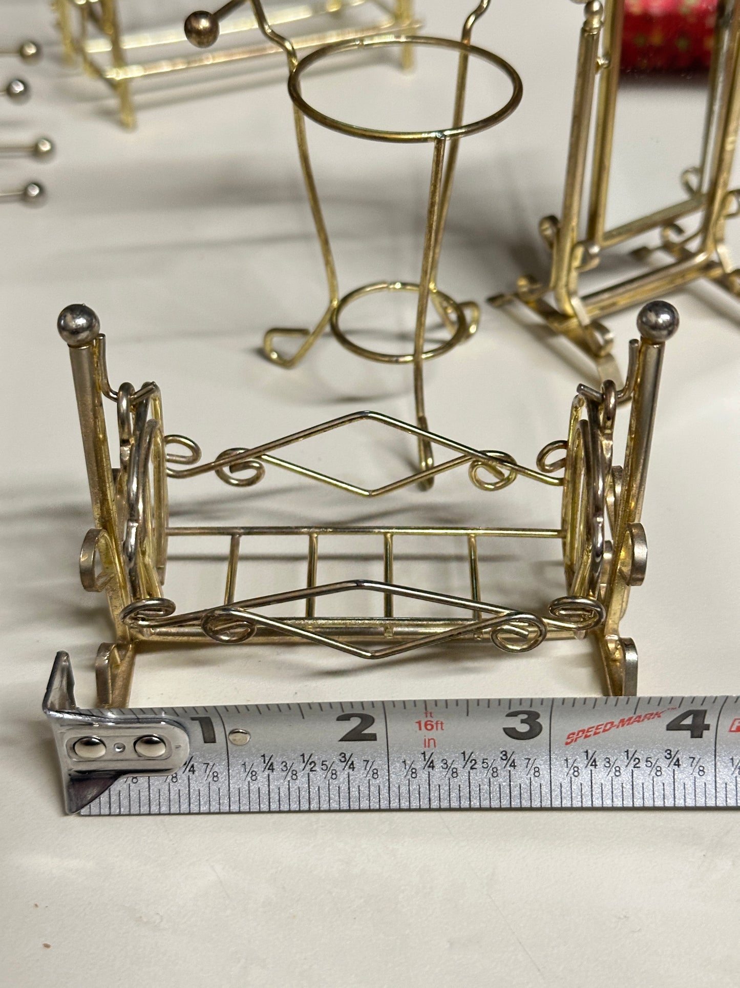 Lot of 14 Vintage Metal Brass Style Doll House Furniture