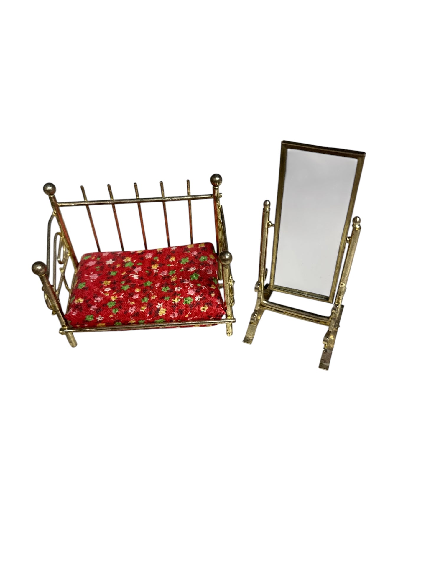 Lot of 14 Vintage Metal Brass Style Doll House Furniture