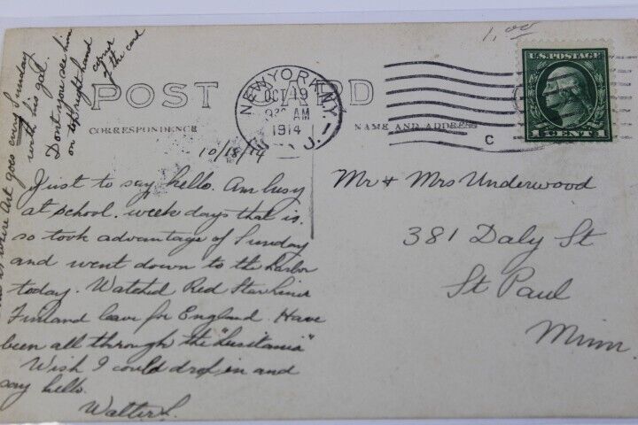 Antique RPPC 1914 unposted Real Photo Post Card Palisades of the Hudson N.Y.