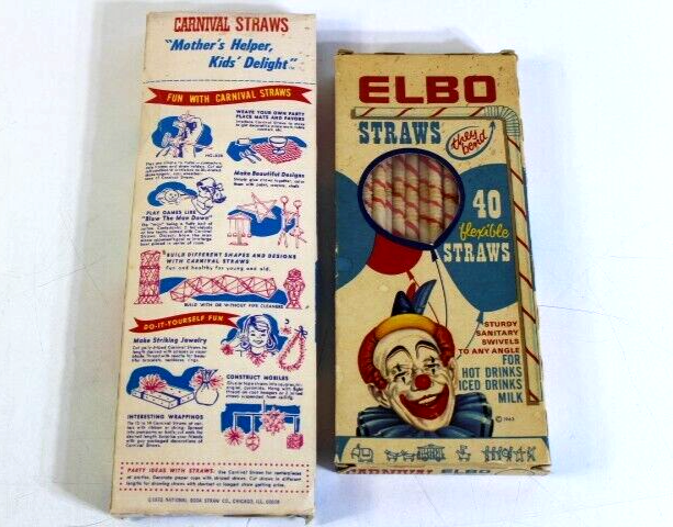 Vintage Carnival Elbo and Bender Flexible Straws Unused but very old 1963-1972
