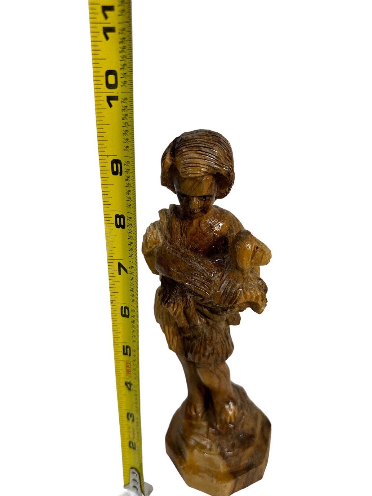 Vintage Hand Carved Olive Wood Shepard Religious Lamb Israel Christmas Nativity