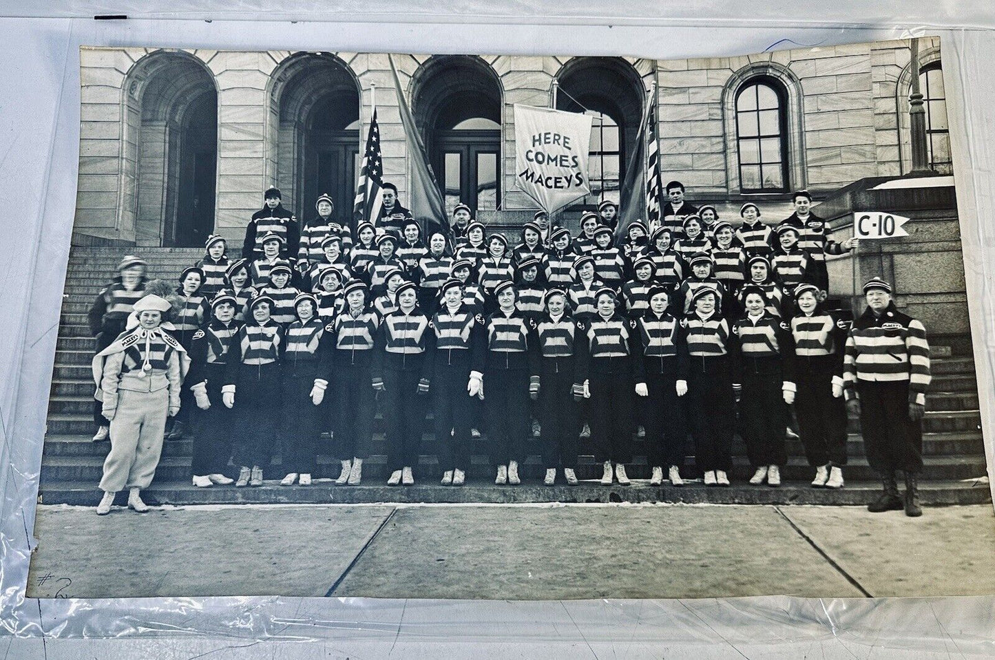 Antique Vtg Macy’s Department Store Winter Employee Photo Large 19”x12”