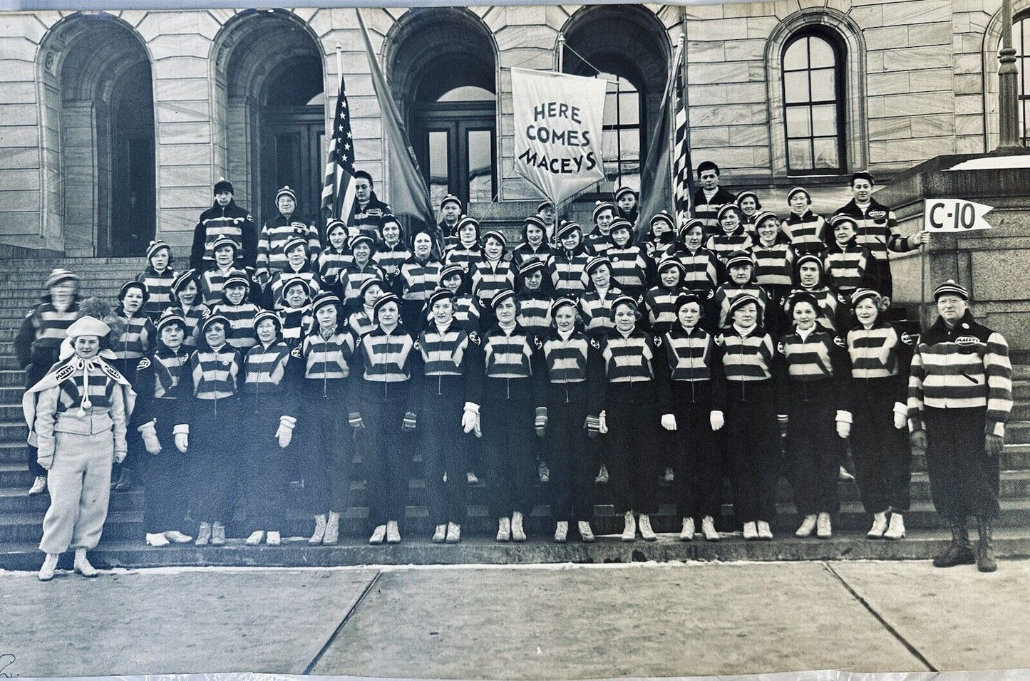Antique Vtg Macy’s Department Store Winter Employee Photo Large 19”x12”