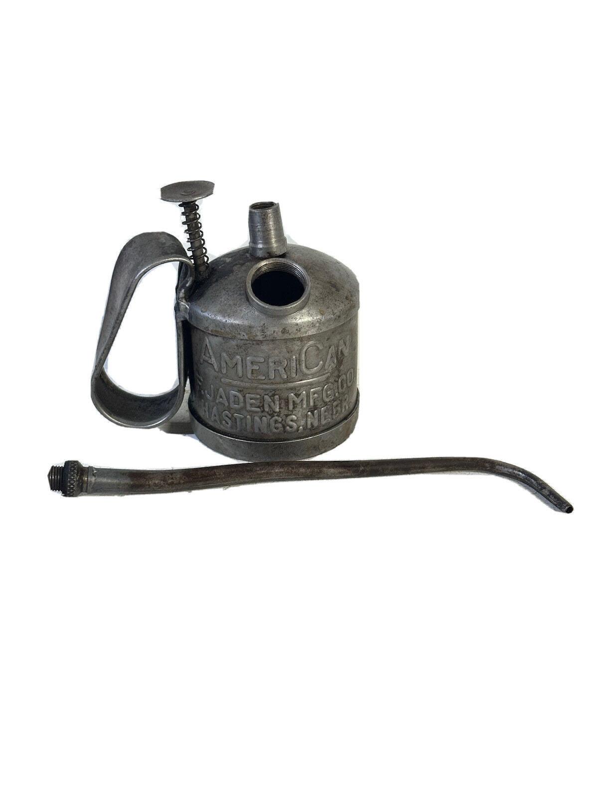 Antique AmeriCan Oiler Oil Can F. JADEN MFG. Co. Hastings Nebraska Decor