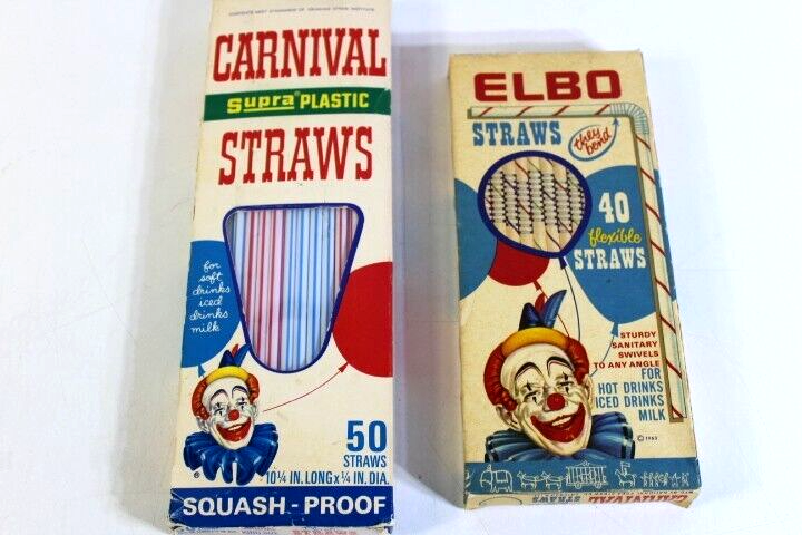 Vintage Carnival Elbo and Bender Flexible Straws Unused but very old 1963-1972