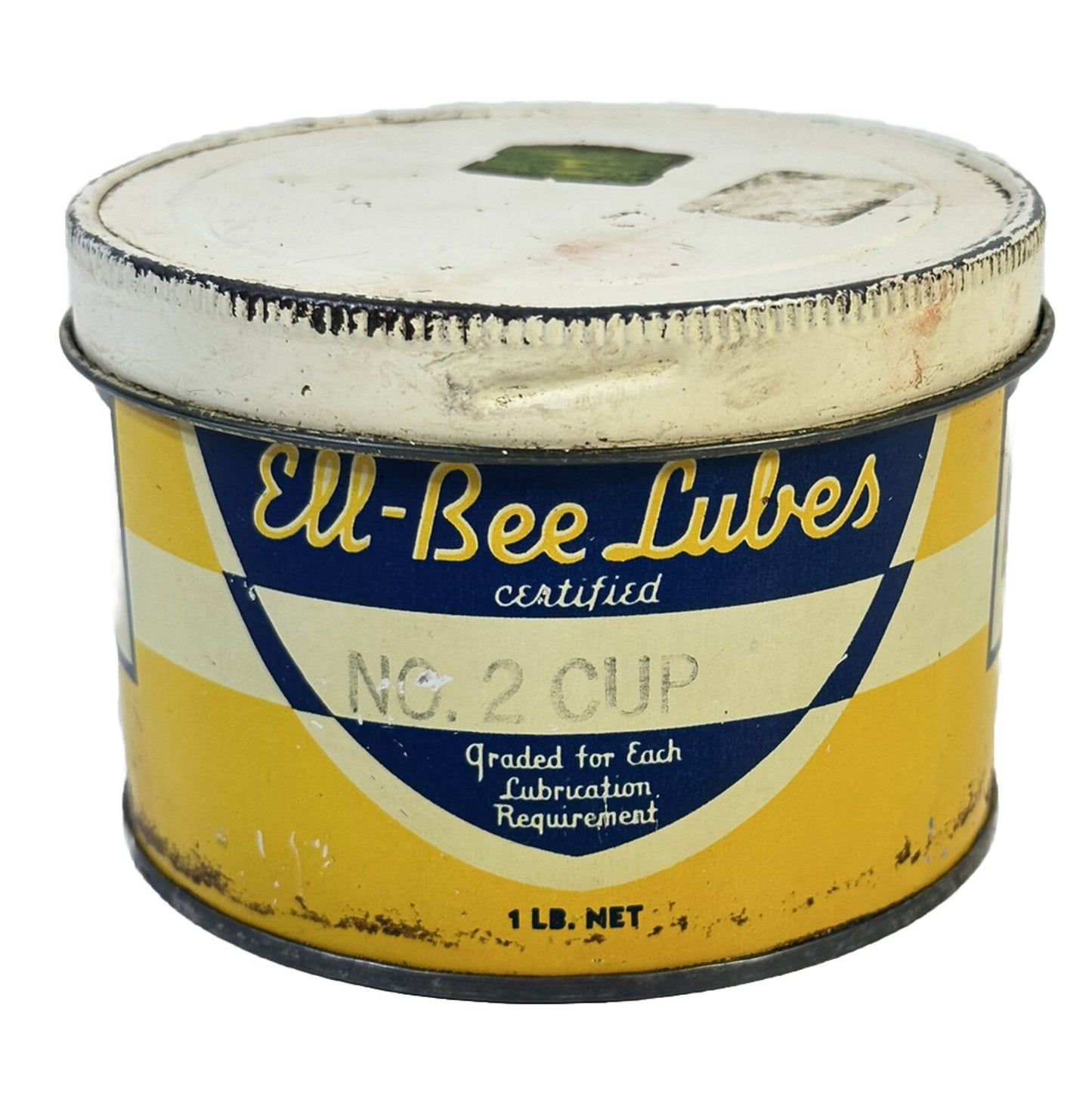 Vintage ELL-BEE LUBES 1 pound Collectible Oil Lube Tub Can Chicago Illinois