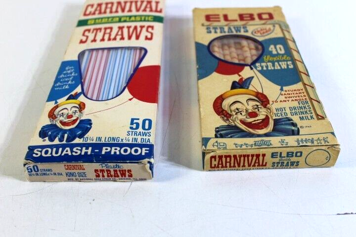 Vintage Carnival Elbo and Bender Flexible Straws Unused but very old 1963-1972