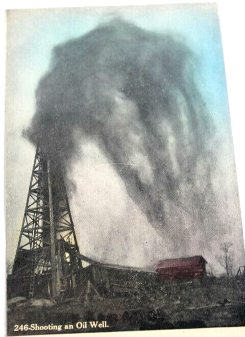 Antique Post card 1905 unposted Shooting Oil Well RARE