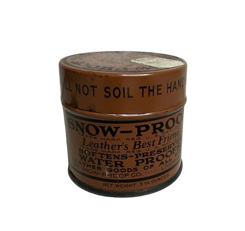 Lot of 2 Vtg 1940’s Shoe Oil Advertising Cans Tins Nor-V-Gen & Snow Proof