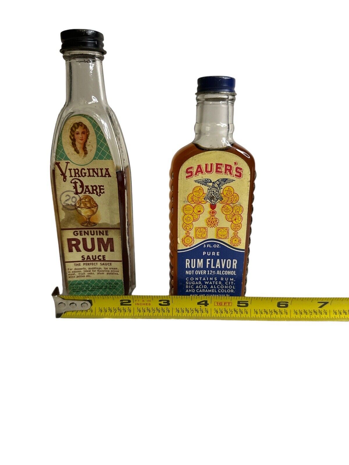 Antique Vtg Virginia Dare & Sauer’s Extract Genuine Rum Sauce Glass Bottle’s