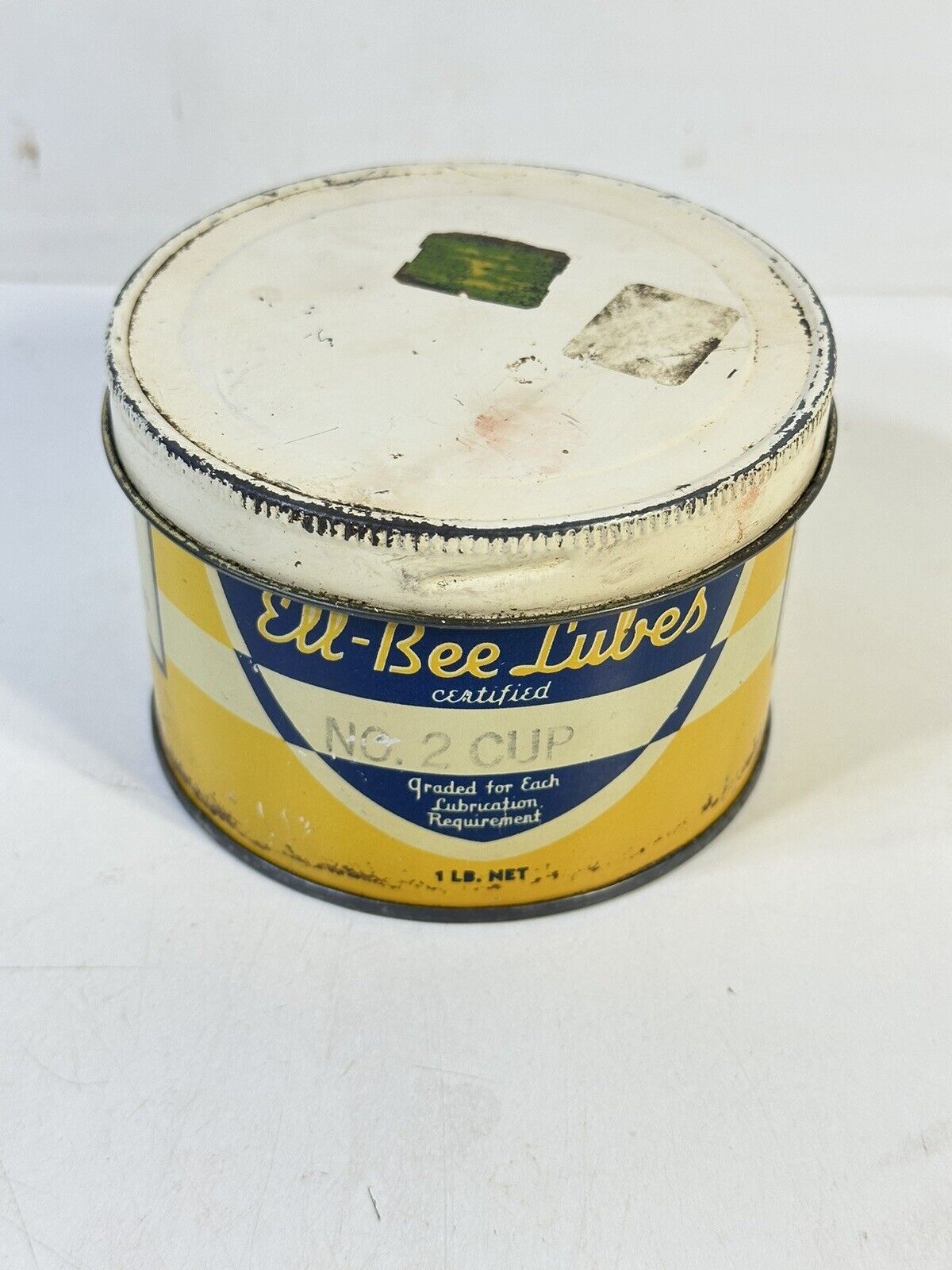 Vintage ELL-BEE LUBES 1 pound Collectible Oil Lube Tub Can Chicago Illinois