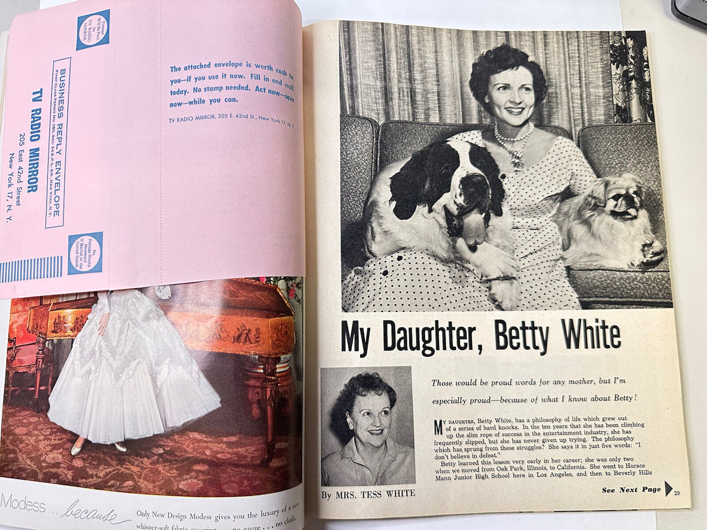 VTG TV Radio Mirror Magazine Feb 1955 Beautiful Young Betty White 25c Issue MCM