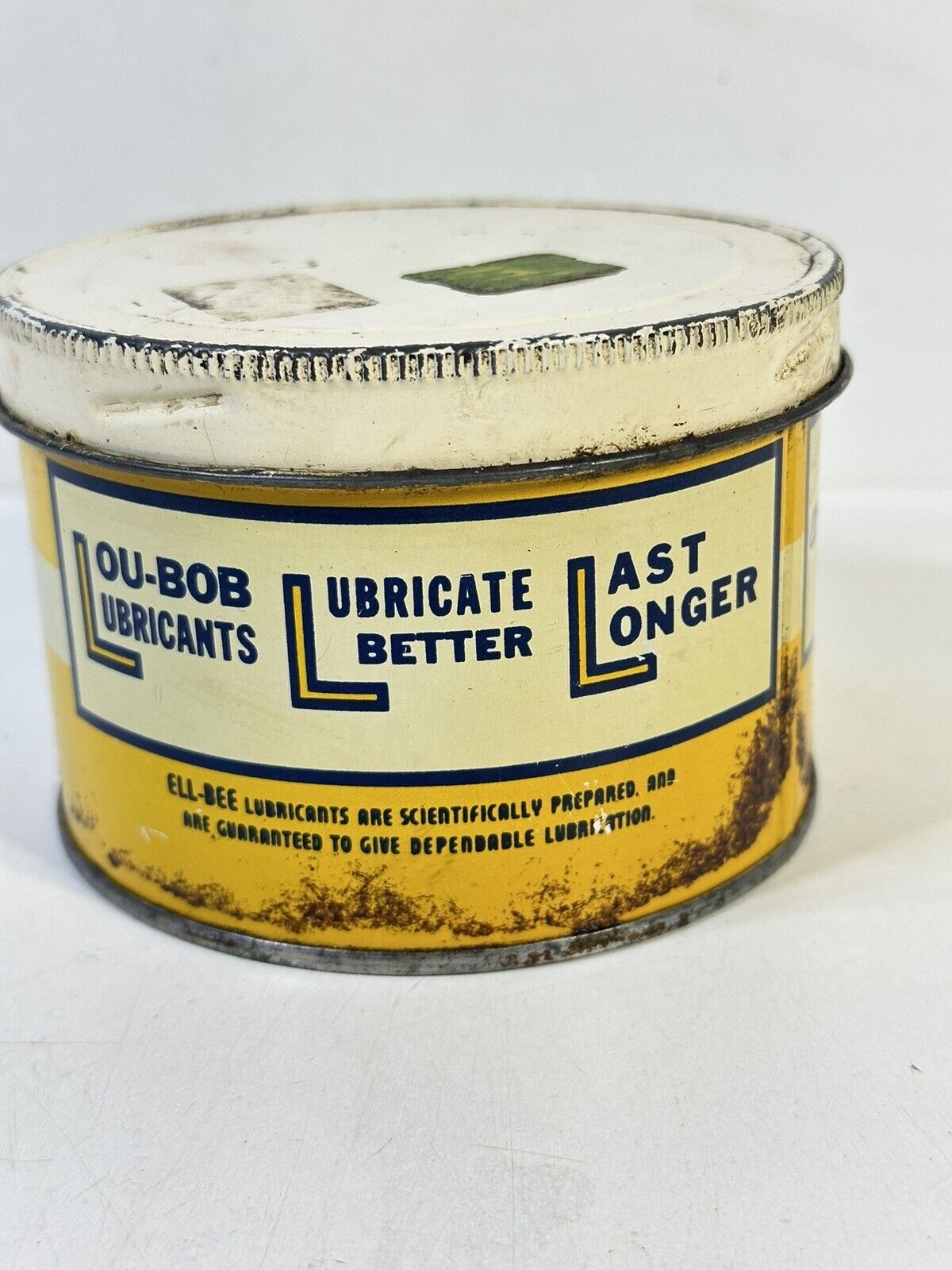 Vintage ELL-BEE LUBES 1 pound Collectible Oil Lube Tub Can Chicago Illinois