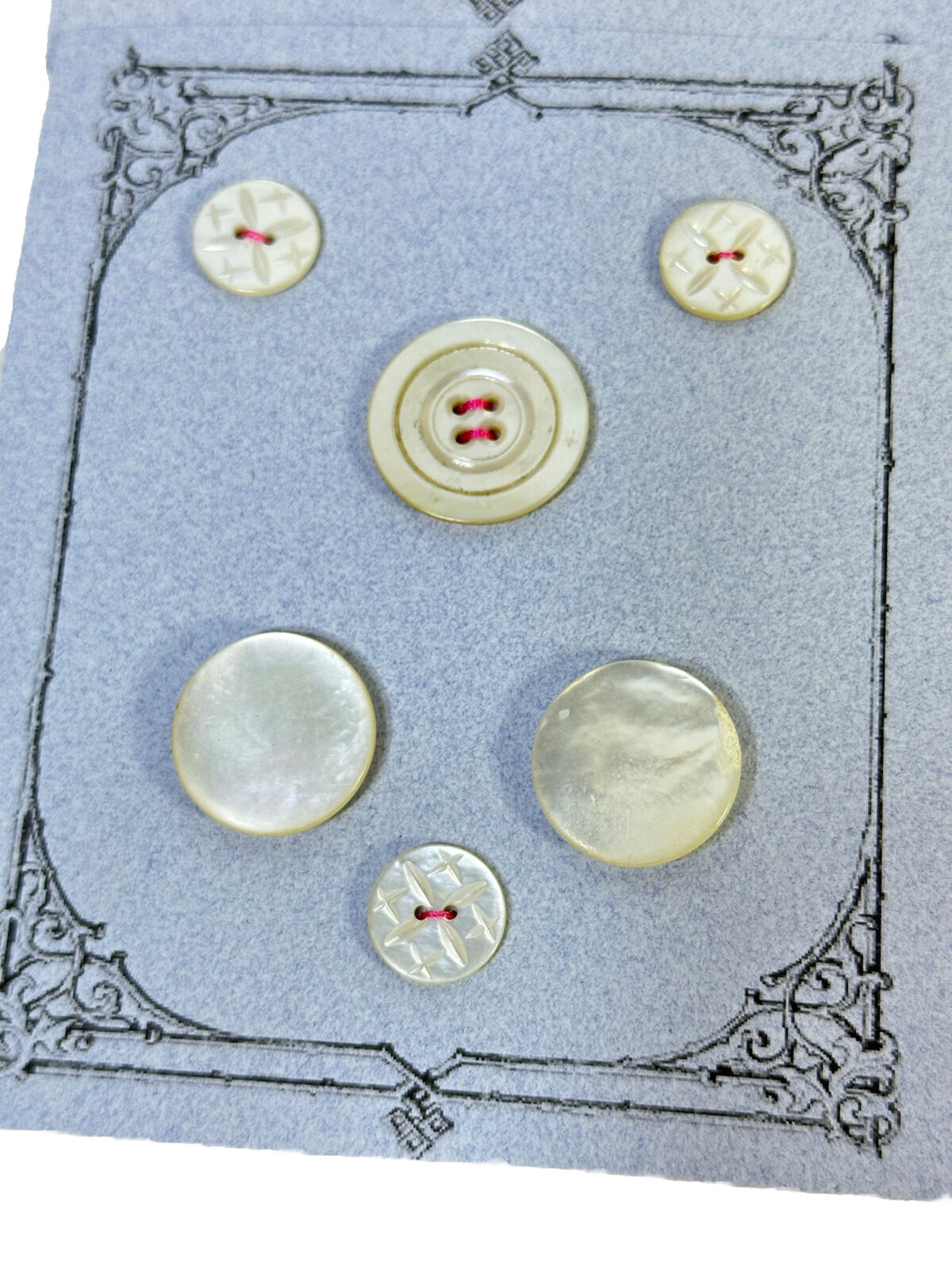 6 Old Vtg Sewing Buttons Cards Hand Sewn On Cards Collectible Sewing Buttons