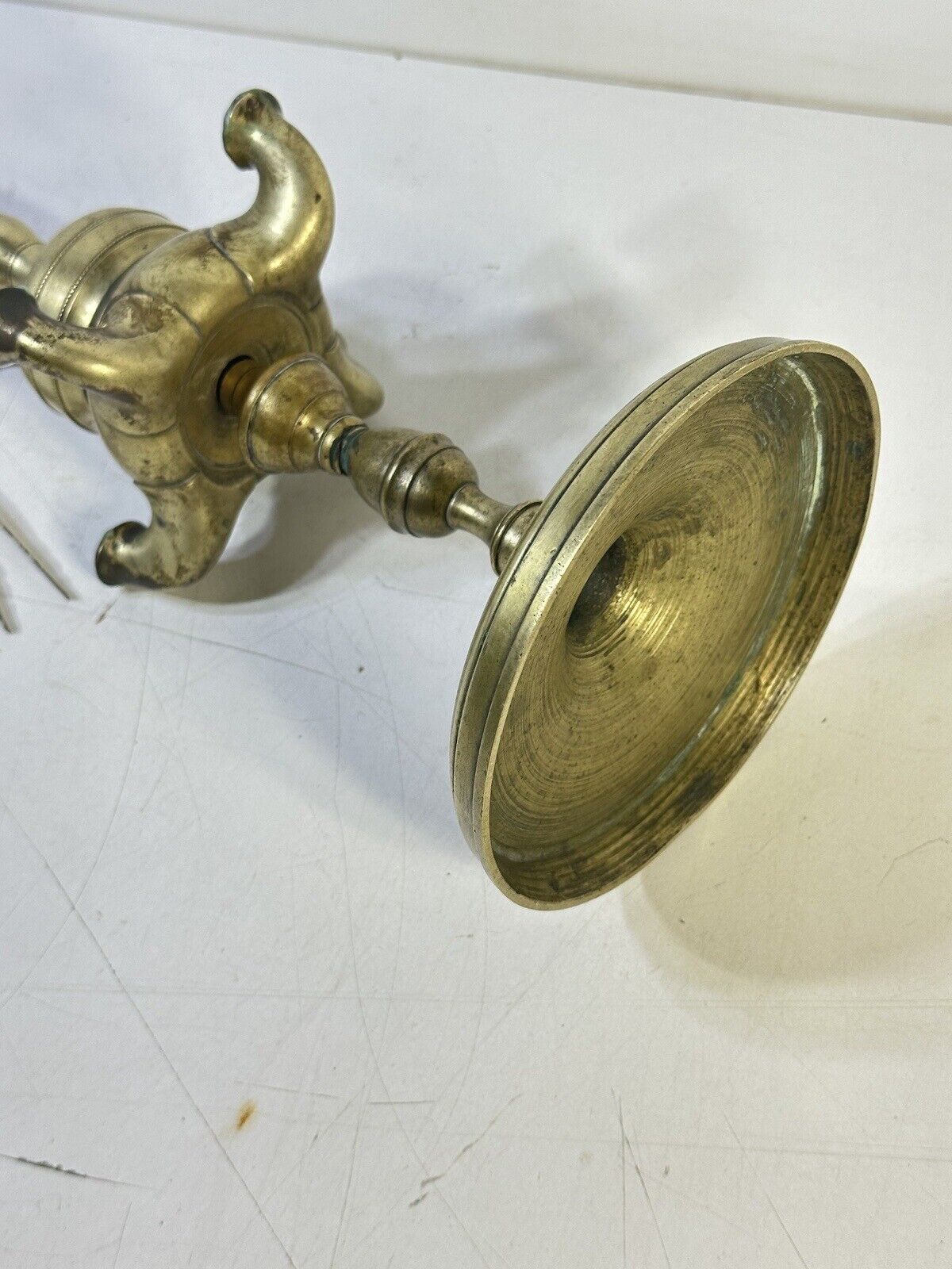 Antique Brass Whale Oil Lamp Candle Light Oil Lamp with Tools 1800’s 24” Tall