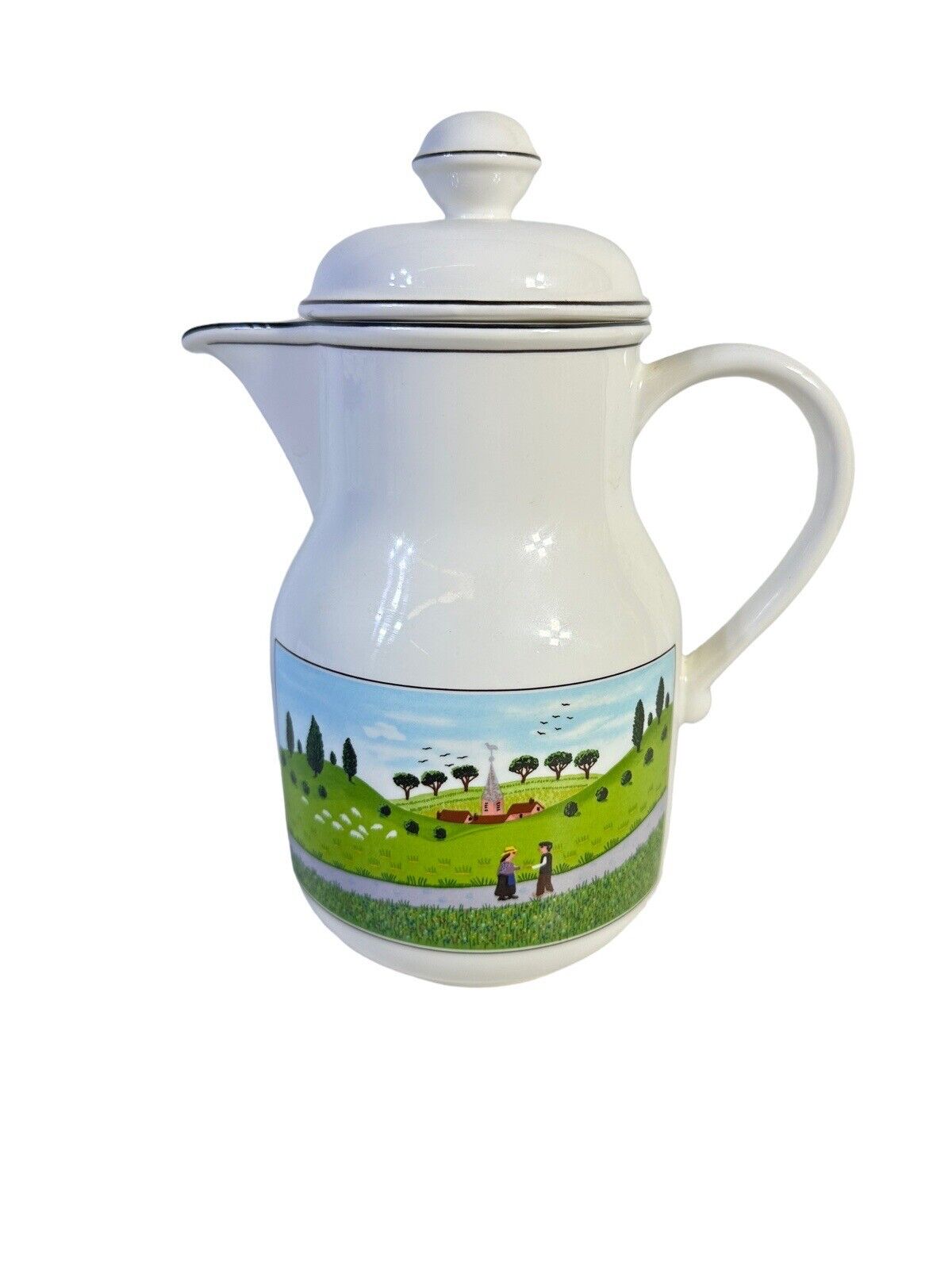 Villeroy Boch Naif Pot Ceramic Coffee Drink Pitcher Ceramic Country Decor 1990’s