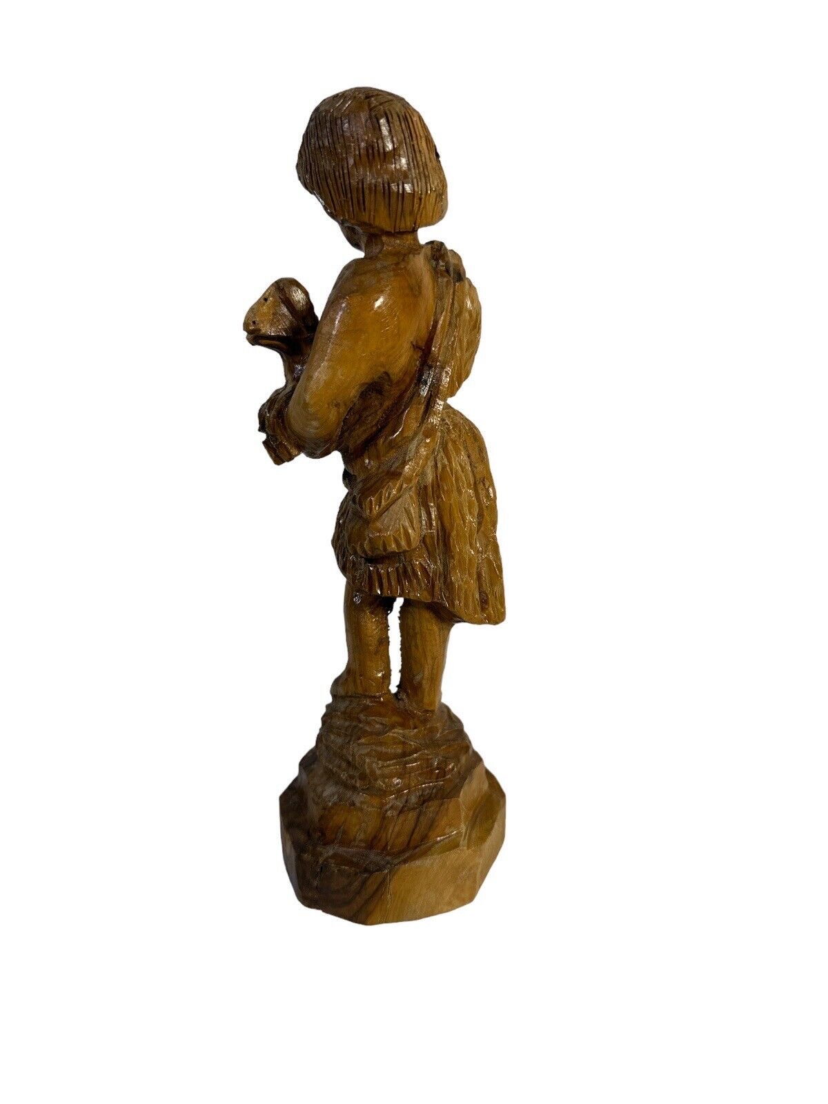 Vintage Hand Carved Olive Wood Shepard Religious Lamb Israel Christmas Nativity