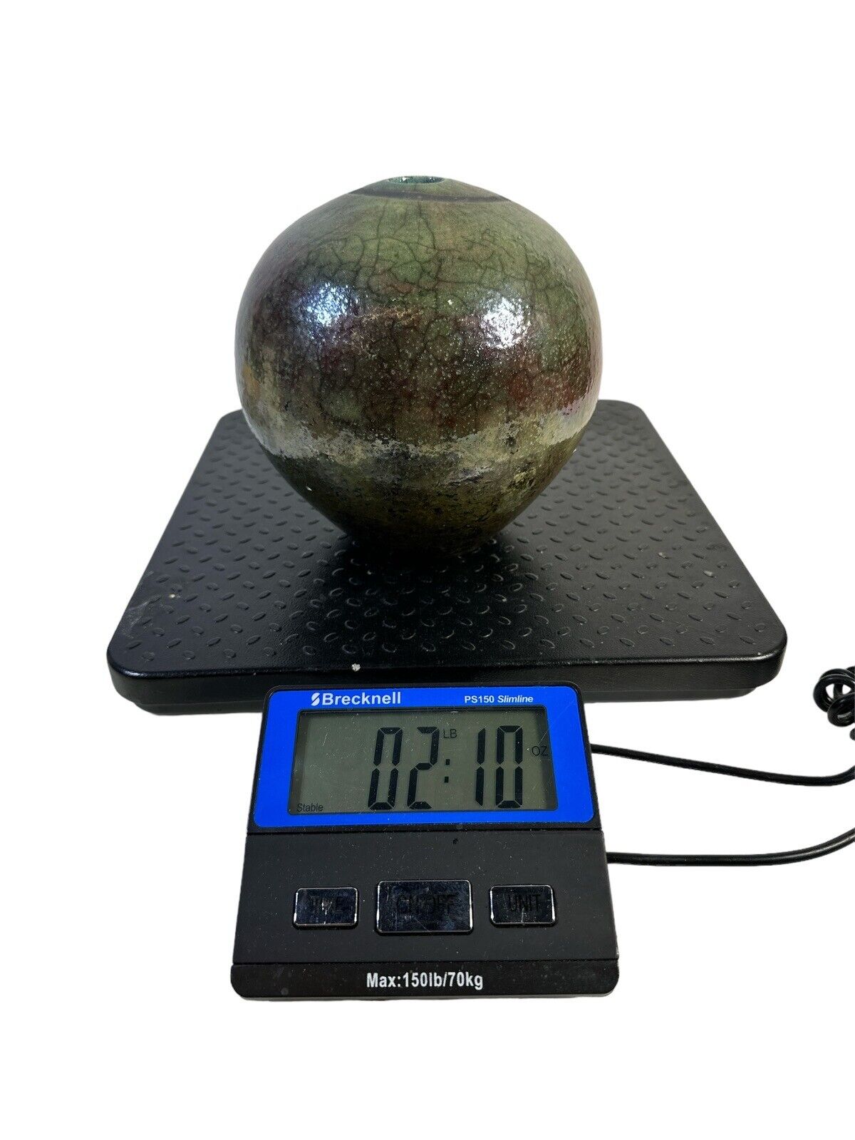 Beautiful Studio Raku Seed Vase In Iridescent Colors Signed & Incised K Mark