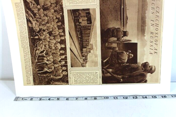 Antique 1919 Paper Print from WW1 Czechoslovak forces in Russia
