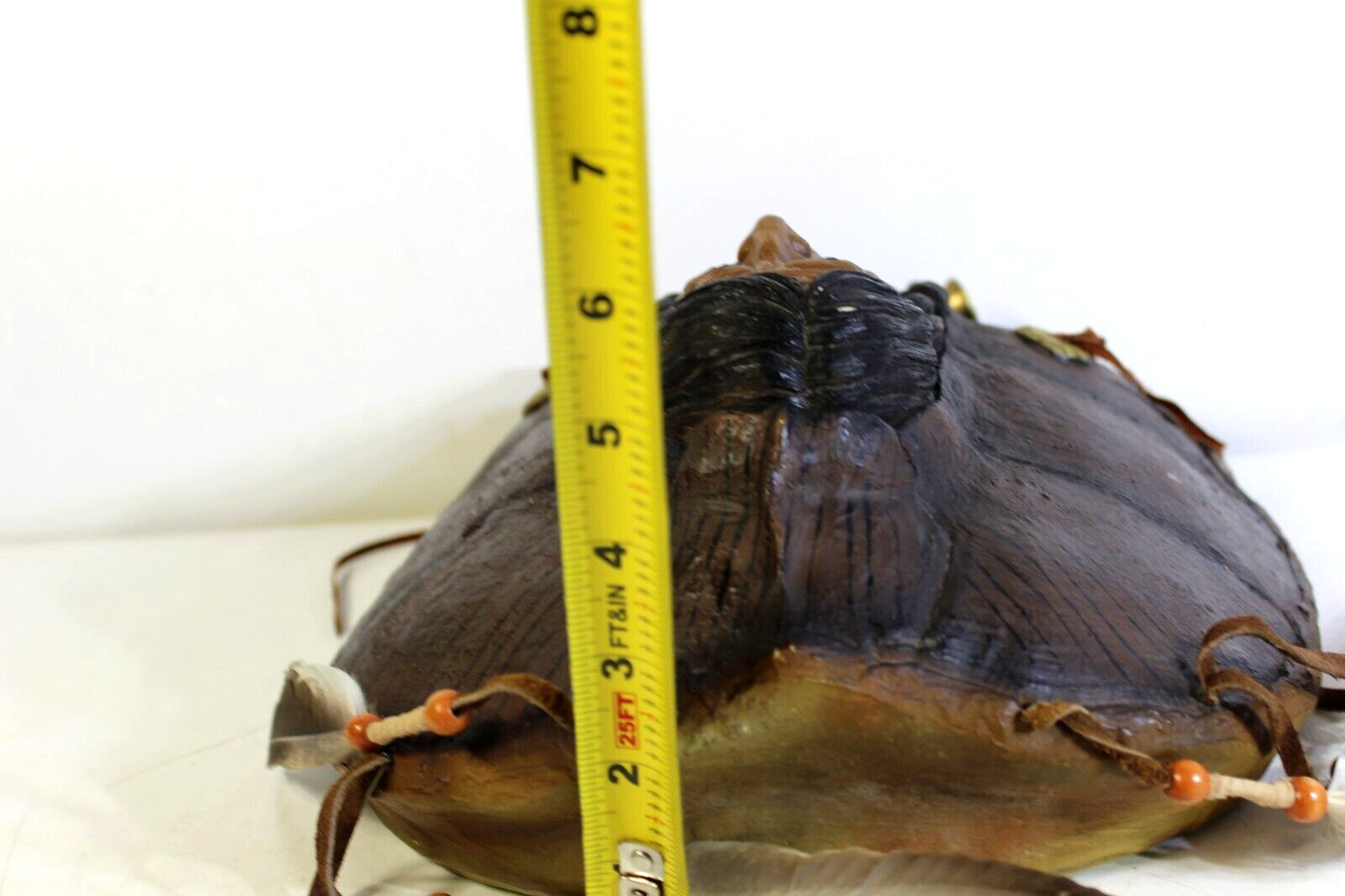 VTG Native American Resin Plastic Real Feathers and Leather Wall Hanging Art