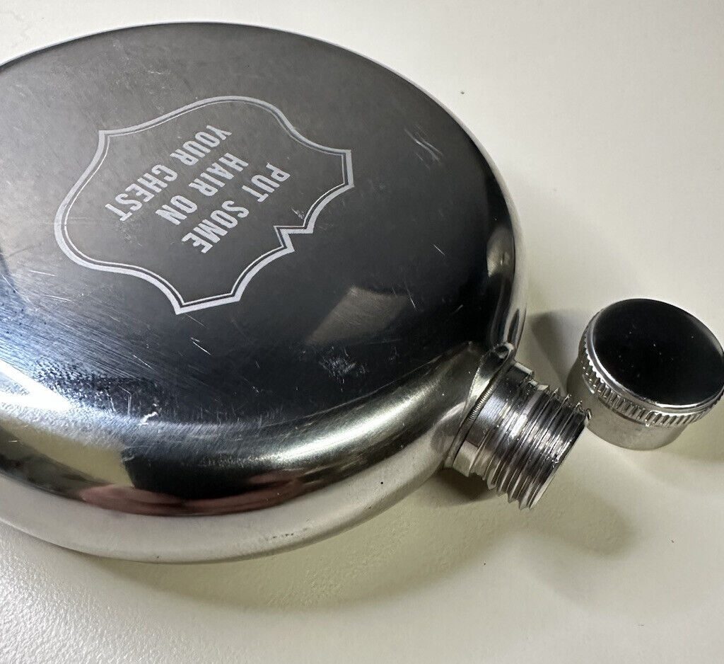 Izola Stainless Steel Flask 5 Oz. Put Some Hair on Your Chest