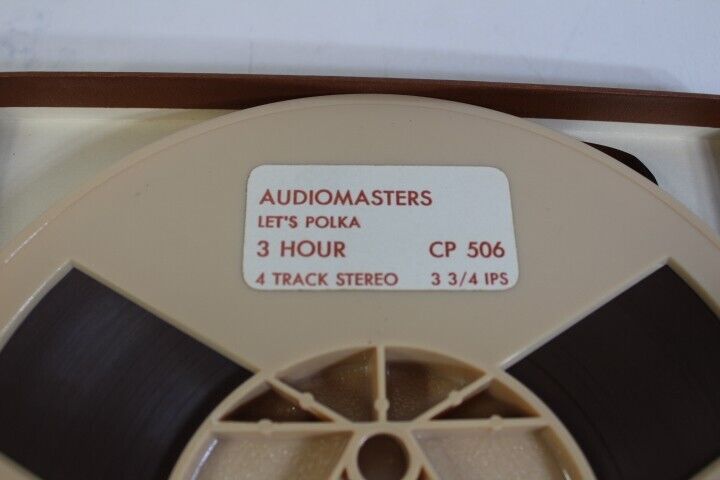 Vtg Audio Master Let's Poka 3 hours of Music 4Track Reel to Reel Tape 3 3/4 lps