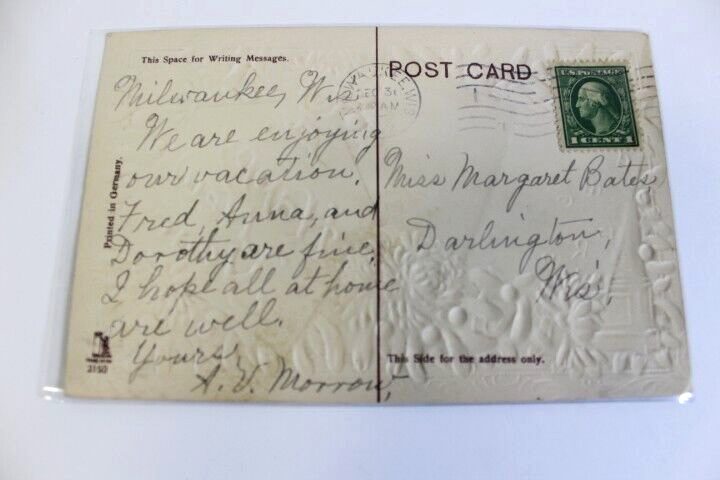 Lot of 6 Antique New Years Eve Post Cards posted Embossed USA and Germany