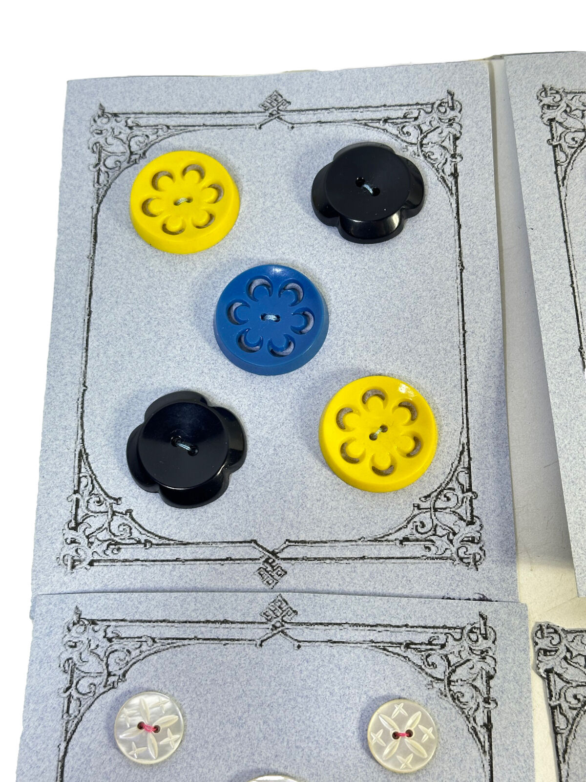 6 Old Vtg Sewing Buttons Cards Hand Sewn On Cards Collectible Sewing Buttons