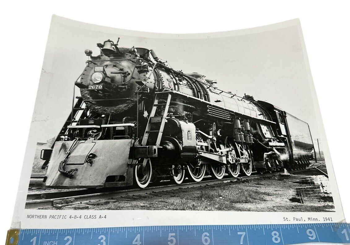 Vtg 1941 Real Photo Train Northern Pacific 4-8-4 Class A-4 St Paul MN 10" x 8"