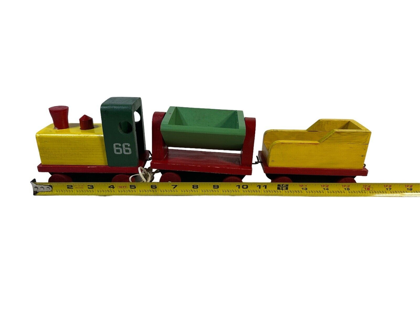 Vtg German Wooden Train Set Of 3 Rare Mistake 66 On One Side & 99 On The Other