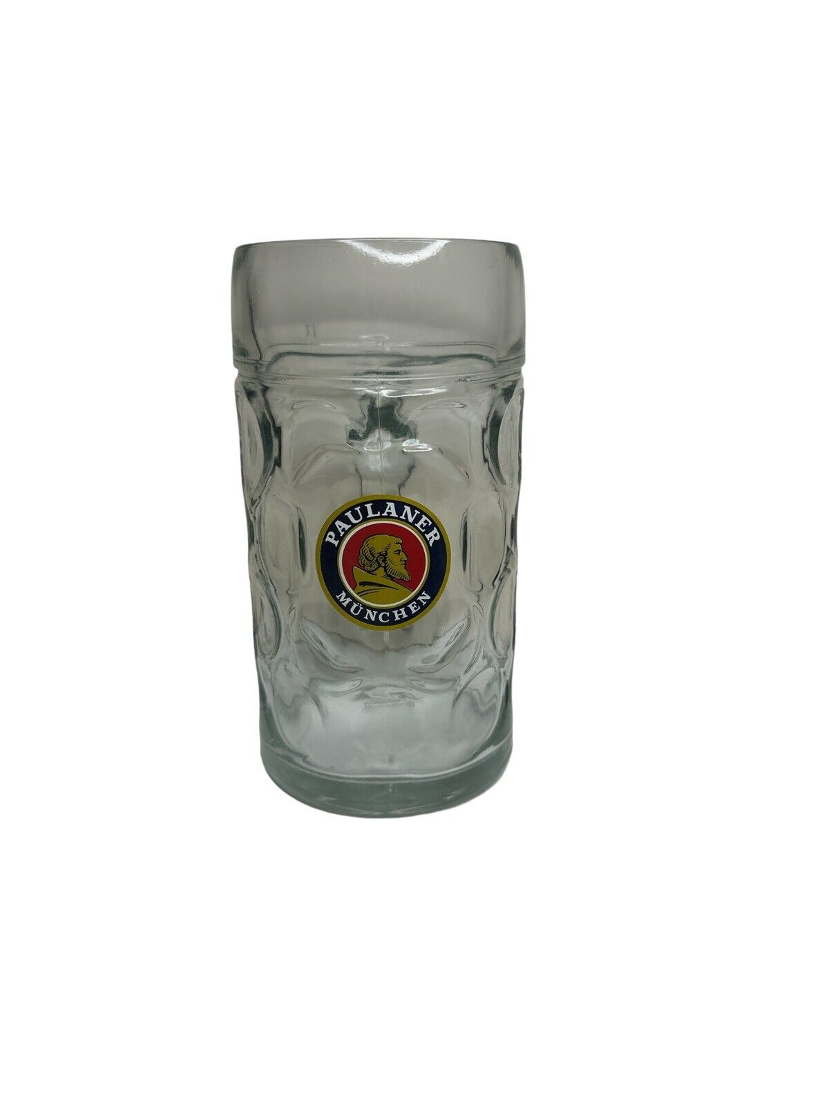 Paulaner Munchen German Beer Stein Dimple Glass Large 1 Liter Mug Nice Condition