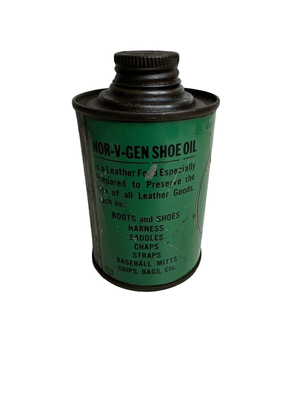 Lot of 2 Vtg 1940’s Shoe Oil Advertising Cans Tins Nor-V-Gen & Snow Proof