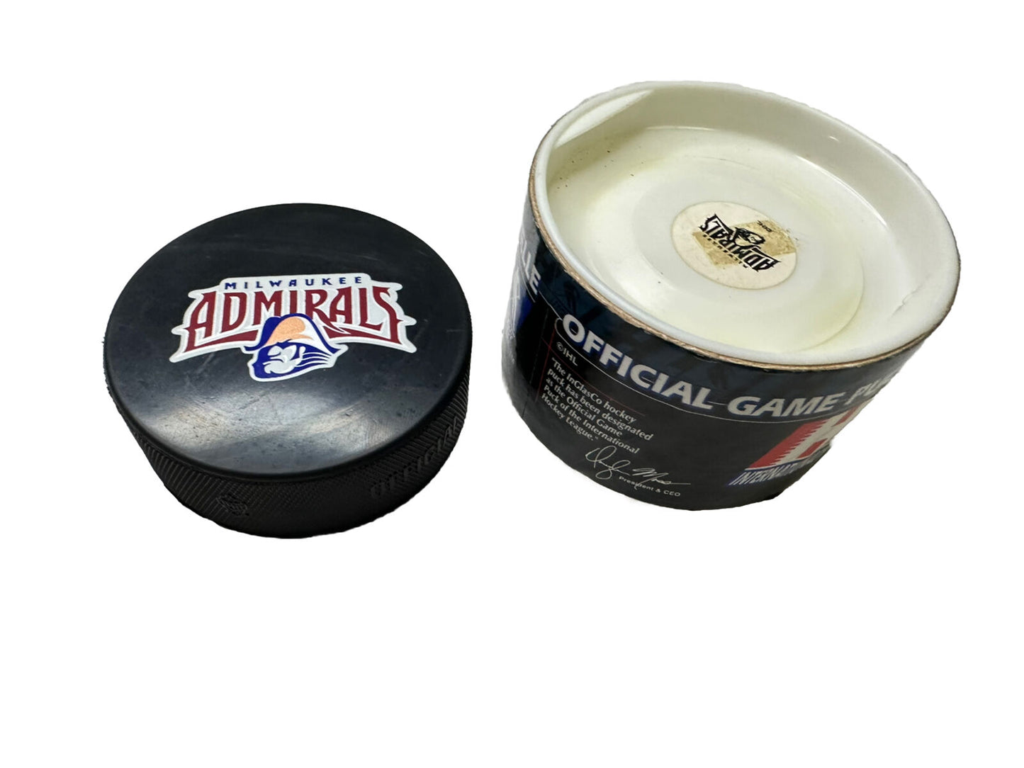 Official Game Puck Milwaukee Admirals Vintage Hockey IHL Original Packaging Vtg