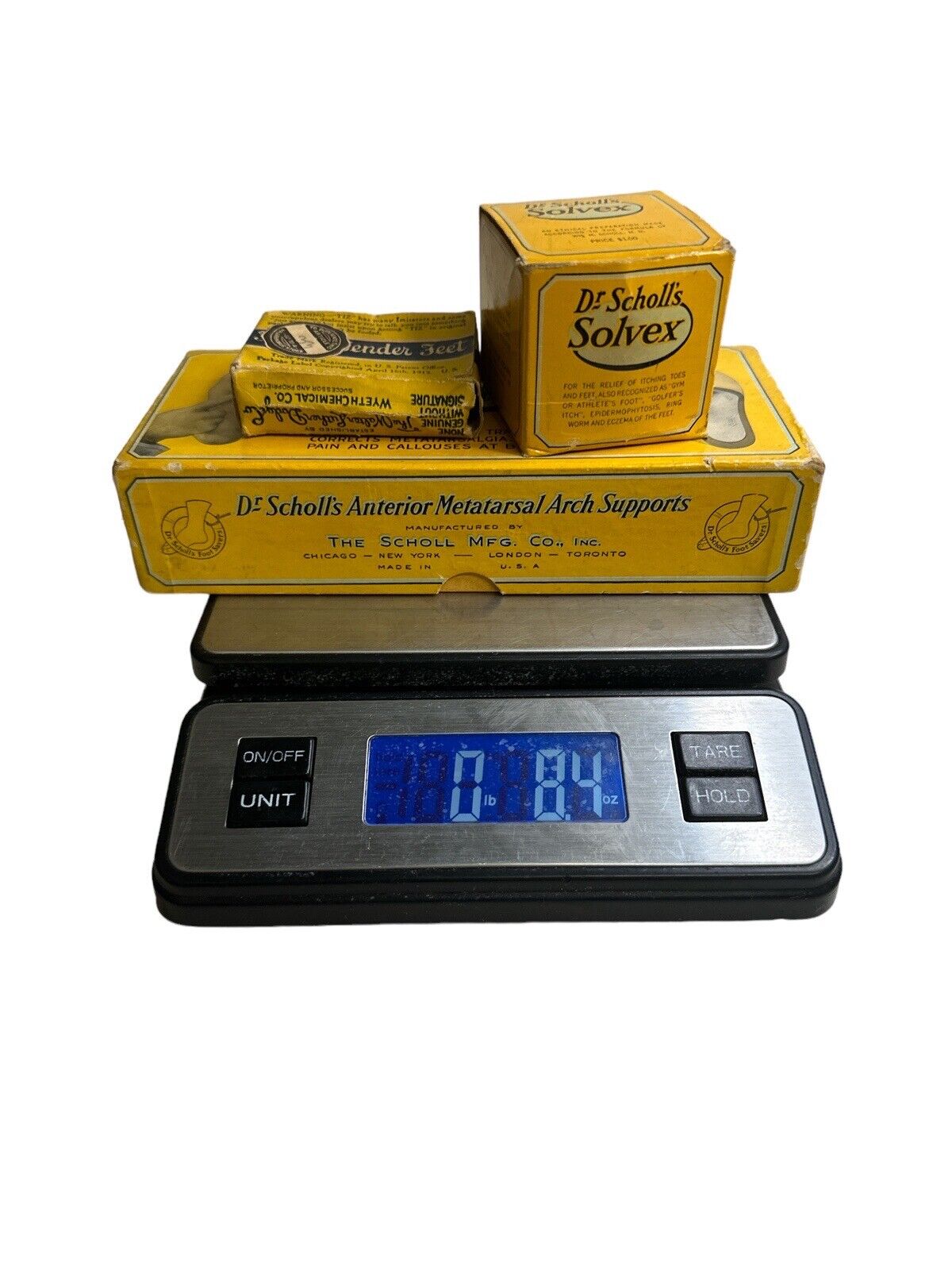 Lot Of 3 1930's Dr Scholl's & TIZ For Tender Feet Vtg Foot Advertising Boxes