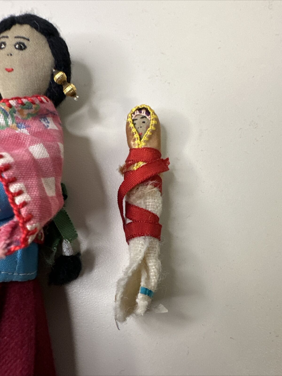 Vtg Mother & Baby Navajo Handmade Cloth Arizona Native American Navajo 7” Doll