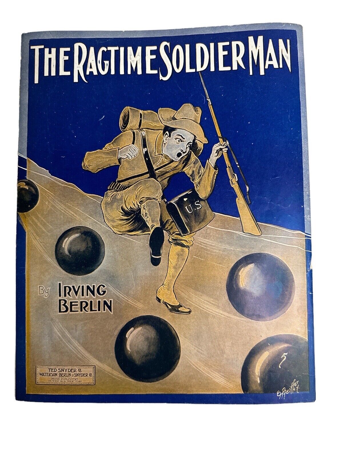 The Ragtime Soldier Man by Irving Berlin 1912 antique sheet music