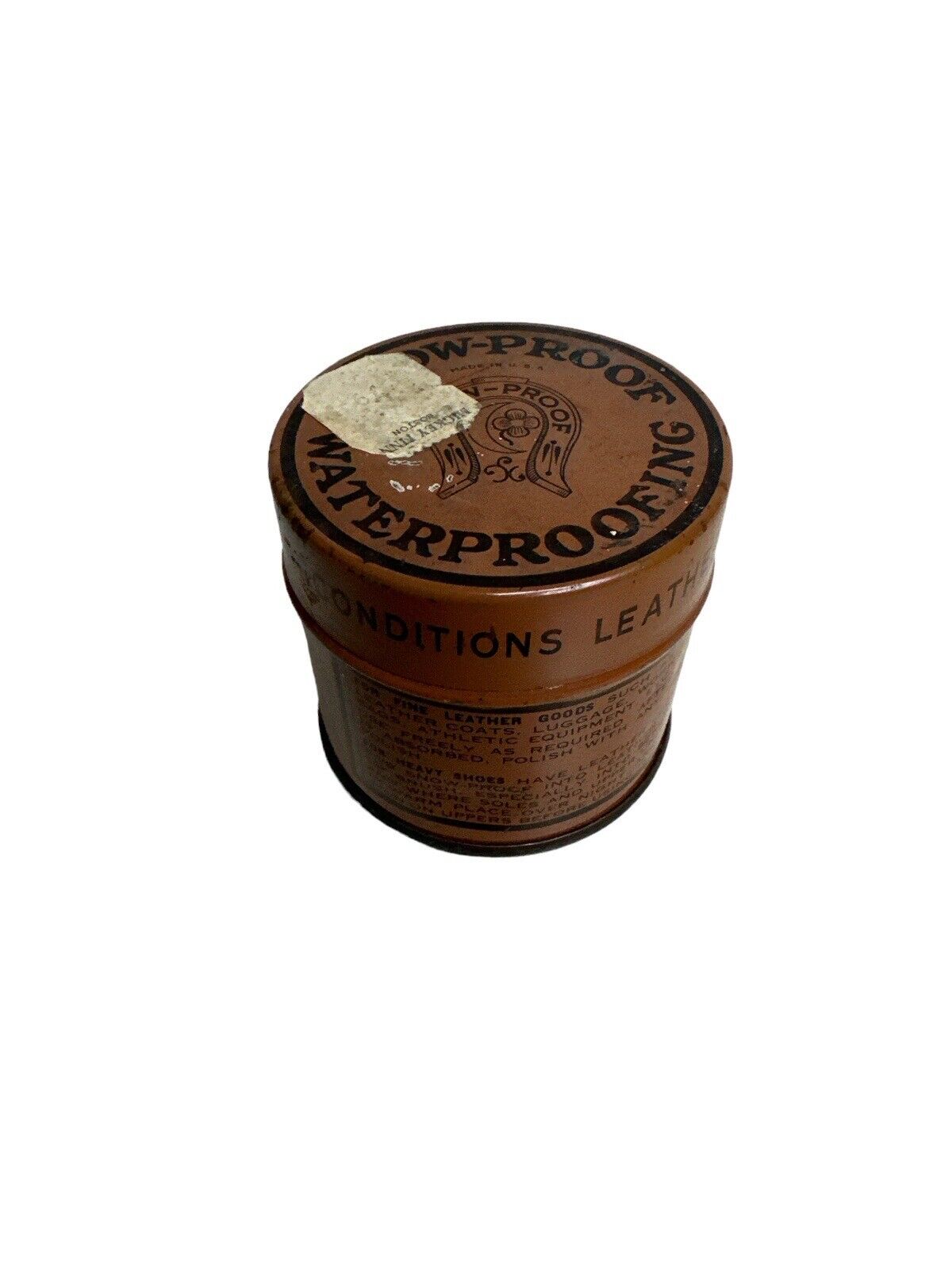 Lot of 2 Vtg 1940’s Shoe Oil Advertising Cans Tins Nor-V-Gen & Snow Proof