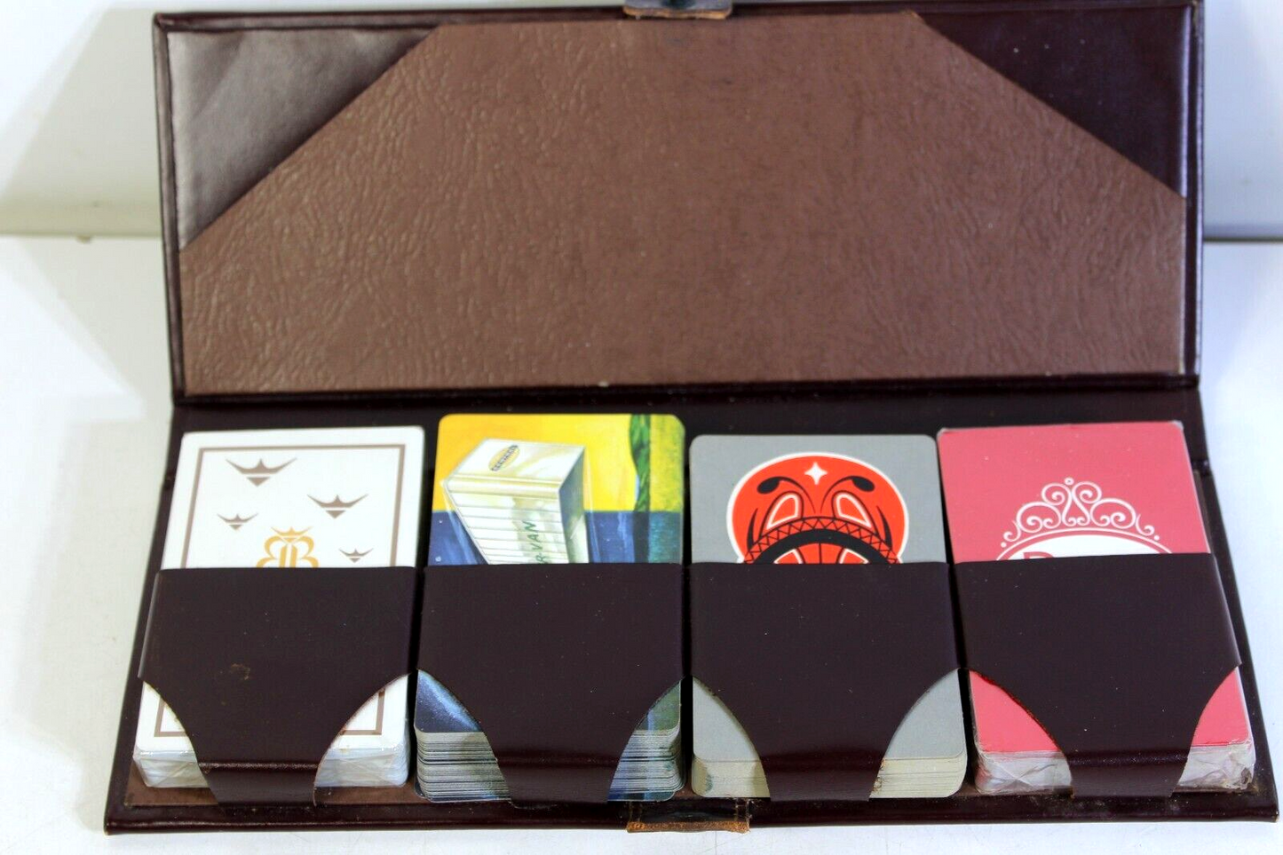 Vtg Mid-Century BROWN & BIGELOW 4 Deck Set 2 unopened with Carrying Case