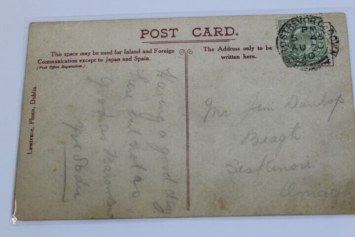 Antique Photo-Lithograph Postcard 1910 Posted Bridge Street, Co. Down