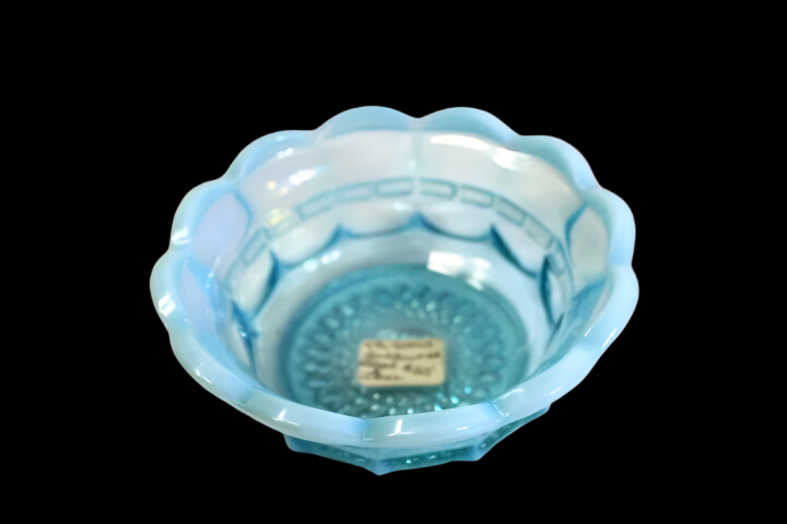 Lot of 3 Antique Northwood Glass Company Blue Opalescent Bowls Candy Dishes