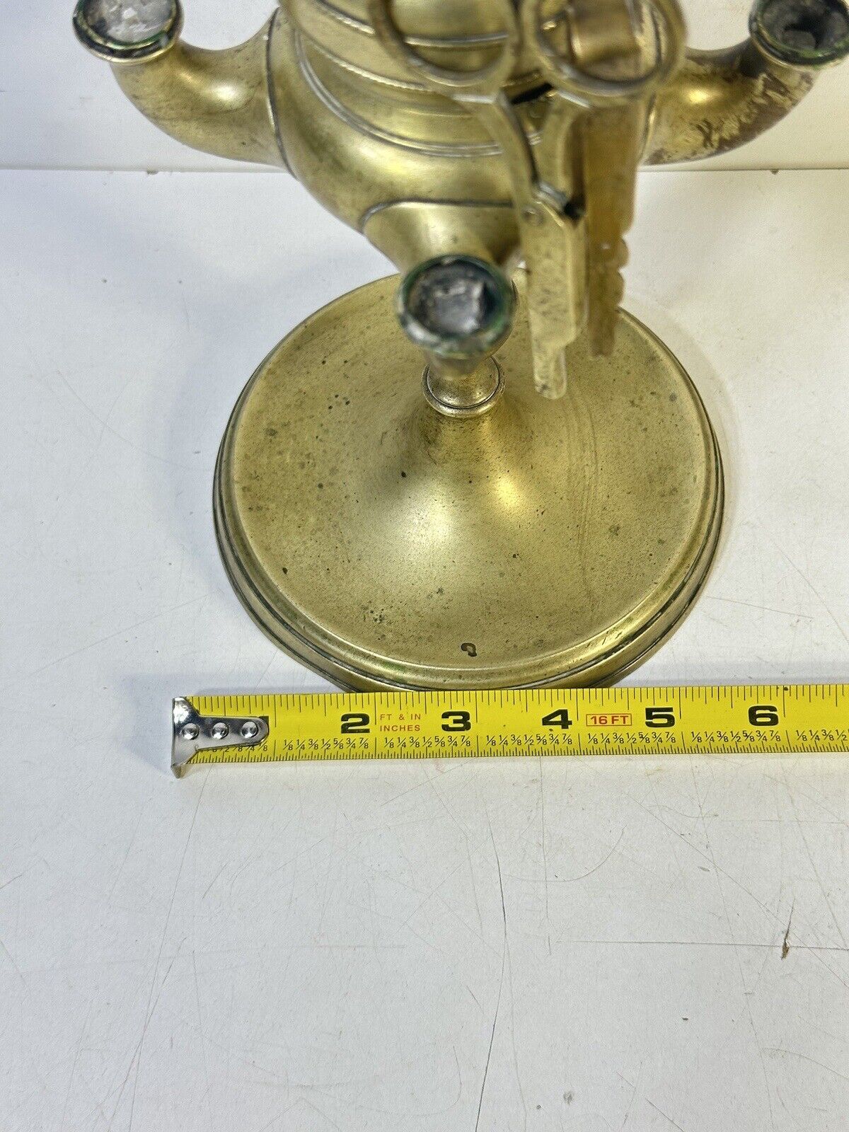 Antique Brass Whale Oil Lamp Candle Light Oil Lamp with Tools 1800’s 24” Tall