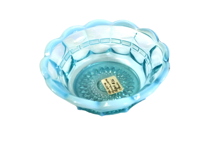 Lot of 3 Antique Northwood Glass Company Blue Opalescent Bowls Candy Dishes