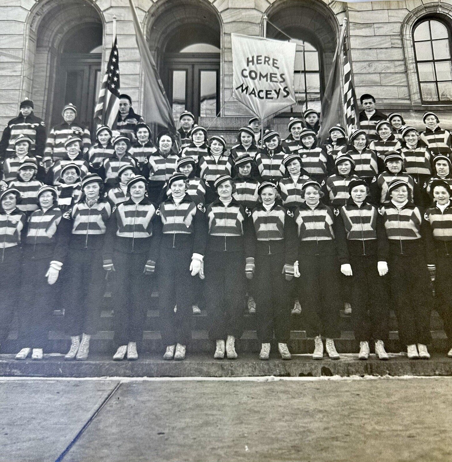 Antique Vtg Macy’s Department Store Winter Employee Photo Large 19”x12”
