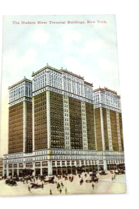 Antique Photo-Lithograph Postcard Early 1900s The Hudson River Terminal Building